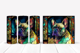 Stained Glass Frenchie French Bulldog Design 20oz Stainless Steel Skinny Tumbler - £19.24 GBP