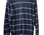 Tommy Hilfiger Sweater Mens XL Blue White Striped Tight Knit Preppy Acad... - £11.55 GBP