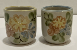 Louisville Stoneware Country Flower Small Cup Shot Glass Toothpick Lot of 2 READ - £18.16 GBP