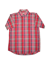 Vintage The Fox Collection Shirt Mens M Red Plaid Single Needle Button Down - £15.34 GBP