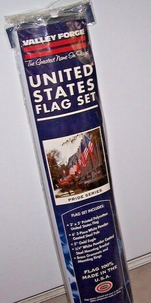 UNITED STATES FLAG SET -Valley Forge Pride Series - 3'x5' w/Steel Pole & Bracket - $24.99