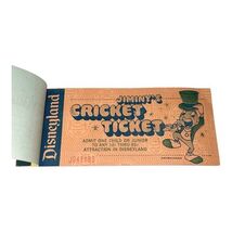 Vintage Disneyland Jiminy Cricket Ticket Book - 12 Unused Tickets 1970s image 2