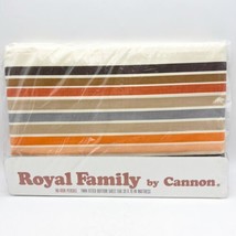 Vintage Cannon Twin Sheet Set Royal Family Fitted Bottom Striped Earth Tone NOS - £19.76 GBP