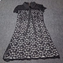 Kensie Lace Boho Dress Women Sz Medium Black Layered Zip Back Collared N... - $21.92