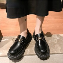 Women&#39;s Flat Shoes Ladies Leather Platform Shoes Black plus cashmere 38 - £21.62 GBP