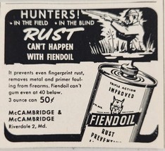1958 Print Ad Fiendoil Rust Prevention for Hunter&#39;s Firearms Riverdale,M... - £5.64 GBP