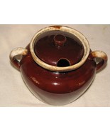Vintage Stoneware Bean Pot  w / Lid Made in USA 7&quot; x 6.75&quot; - £15.46 GBP