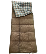 Vintage Sears Flannel Lined Sleeping Bag 78&quot; x 30&quot; Green Brown Soft Thic... - £71.21 GBP