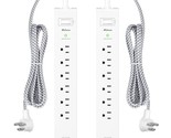 2 Pack Power Strip - 12Ft Long Extension Cord, Surge Protector With 6 Ou... - $54.99