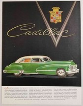 1947 Print Ad Cadillac 4-Door Green Car 2-Tone Paint - £16.16 GBP