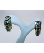 SAPPHIRE HOOP EARRINGS in Yellow Gold over Sterling Silver - FREE SHIPPING - $75.00