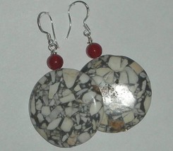 Gorgeous White Turquoise And Carnelian Beads Earrings - £22.44 GBP