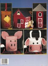 Plastic Canvas 5 Country Kitchen Canisters Red Barn Silo Cow Pig Rooster Pattern - $12.99