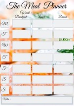 Printable Meal Planner and Weekly Grocery Shopping List, INSTANT DOWNLOAD. - £2.35 GBP