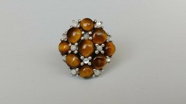 Samuel Aaron Moonstone and Tiger&#39;s Eye Ring, Sterling - $70.95