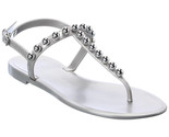 Stuart Weitzman Goldie Silver Stud Jelly T-strap Sandals Women’s Size 8 New - $49.46
