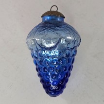 Vintage Kugel Style Grape Cluster Shaped Blue Glass Christmas Ornament - £31.36 GBP