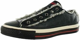 Converse Womens CTAS Shearling black Leather Slip On Sneakers Shoes sz 6 sherpa - £30.66 GBP