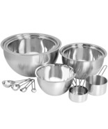 MegaChef 14 Piece Stainless Steel Measuring Cup and Spoon Set with Mixin... - £37.10 GBP