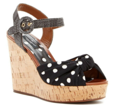 $908 Dolce&amp;Gabbana Polka Dot Platform Wedge Shoes 38.5 Slingback Sandals... - $443.52