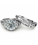 14k White Gold Over 2.25 Ct Simulated Diamond Celtic Bridal Set Engagement Ring - $92.97