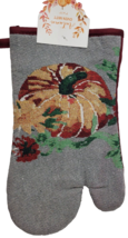 Fabric Tapestry Jumbo Oven Mitt (7&quot;x11&quot;) Fall,Sunflowers &amp; Pumpkins,Burgundy, Hc - $7.91