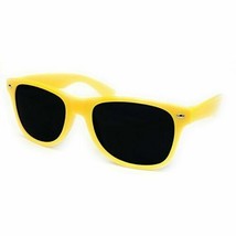 Wayfare Style Sunglasses Yellow Super Dark Lens Classic 80s Retro Vintage 100%UV - £6.85 GBP