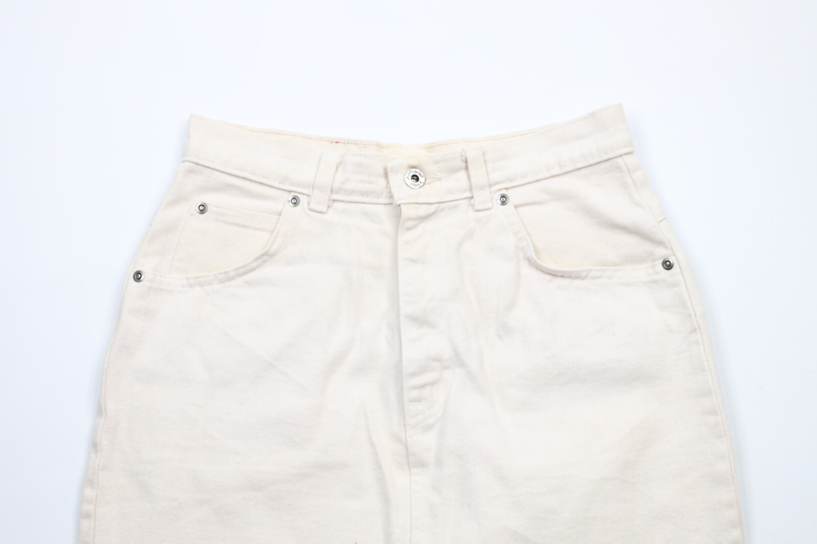 Vintage 80s Life Savers Candy Womens 11 Distressed Denim Jean Skirt Cream USA Item image 2