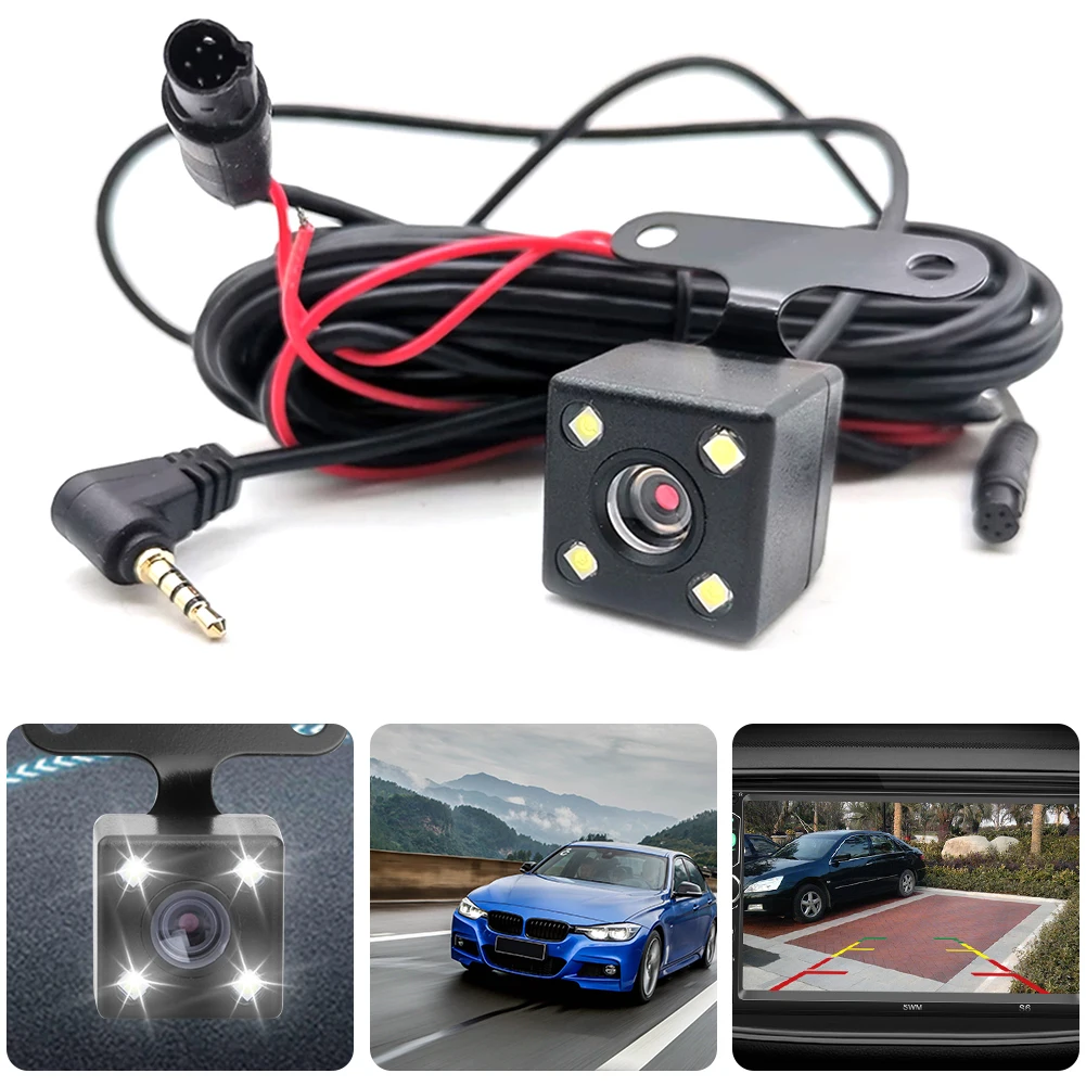 Universal Car Rearview Camera with 4LED Night Vision and 5 Pin Extension Cable - £13.44 GBP