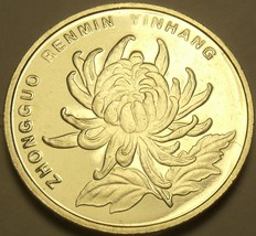 Gem Unc China 2001 1 Yuan~Chrysanthemum~Edge Incription RCM 3X~Excellent~Fr/Ship - £2.81 GBP