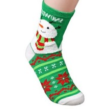 Funky Cute Holiday Fuzzy Snow Day Snowman Crew Socks Christmas Novelty Boy Girl - £3.71 GBP