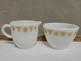 Pyrex Corning Ware Butterfly Gold Creamer Sugar Bowl 2pc Vintage MCM Retro Used  - £15.38 GBP
