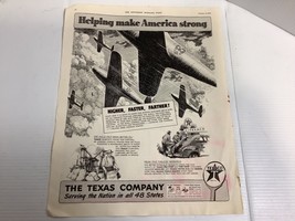 Vintage Print Ad 1942 WWII Texaco Aviation Planes Gasoline Petroleum Lub... - $14.77
