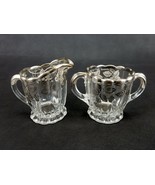 New Martinsville Clear Glass Creamer and Sugar Set with Silver Overlay V... - $20.10 CAD