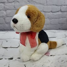 Vintage Russ Plush Dog Christmas Puppy Beagle Red Ribbon Stuffed Animal ... - £8.88 GBP