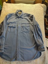 LL Bean Chamois Cloth Shirt Adult 16.5 Tall Blue USA Made - $14.89