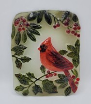 Unique Hand Painted 9x7&quot; Christmas Cardinal Stained Glass Hanging Window Panel - £19.73 GBP