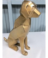 Heavy Metal Futuristic Gold Tone Made In India Sitting Dog Puppy 12&quot; - $22.03