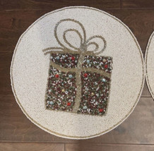 Cynthia Rowley Beaded Placemat Christmas Holiday Present Gift Red Green NWT - £23.97 GBP