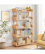 5-Tier Wooden Open Bookcase - Modern Display Bookshelf With Side Panels ... - $220.99