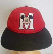 Vintage Walt Disney Mickey Mouse M Goofys Hat Co Snapback YOUTH Cap Red Black - £9.94 GBP