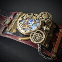 MICKEY MOUSE Steampunk, Disney wristwatch, Hand Made in Genuine Leather,  Steamp - £108.90 GBP
