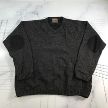 Woolrich Sweater Mens Extra Large Gray Shetland Wool Elbow Pads Kangaroo Pocket - £29.05 GBP