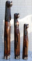 Balinese Wood Handicraft 3 Feet Large Silvered Ears Canine Hound Dog Set... - $64.99