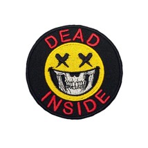 Dead Inside Smile Skull Embroidered Patch Iron On. Size: 3.9 X 3.9 inches - £5.45 GBP