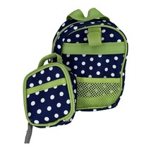 Pottery Barn Kids Doll Backpack Blue Polka Dots With Green - £10.15 GBP