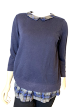 Ann Taylor LOFT Layered Look Knit Top 3/4 Sleeve Women&#39;s M Blue - £7.44 GBP