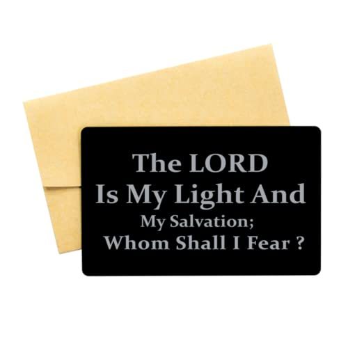 Motivational Christian Black Aluminum Card, The Lord is My Light and My ... - $16.61