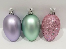 10pc Easter Lavender Plastic Egg Tree Ornaments Pink Aqua Home Decor  2.5&quot;  - £10.94 GBP