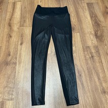 Assests by Spanx High Waisted Black Faux Leather Front Panel Leggings Pant Large - £22.49 GBP